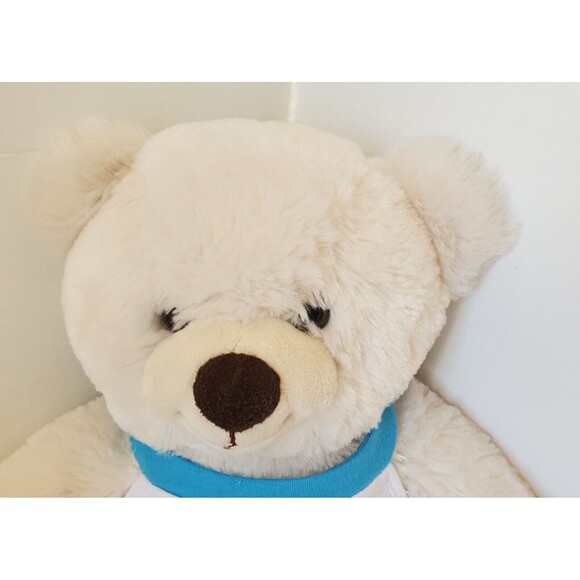 Build A Bear Workshop White Teddy Bear Plush Brown Nose 16" BAB Plush Tank Top - Picture 3 of 8